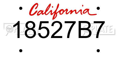 18527B7 California License Plate