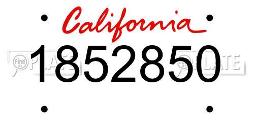 1852850 California License Plate