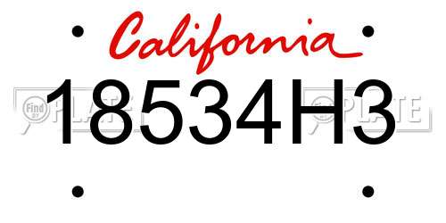18534H3 California License Plate