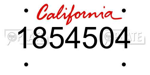 1854504 California License Plate