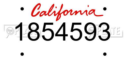 1854593 California License Plate