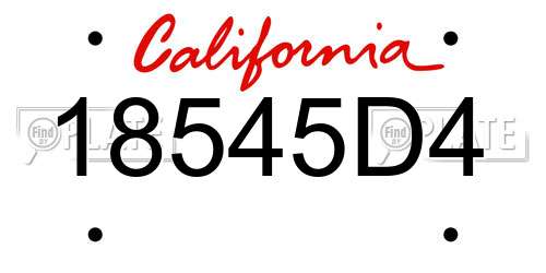 18545D4 California License Plate