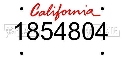 1854804 California License Plate