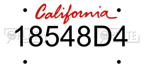 18548D4 California License Plate