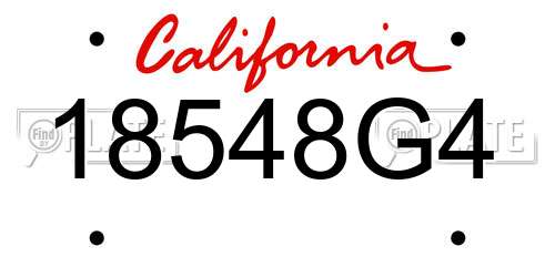 18548G4 California License Plate