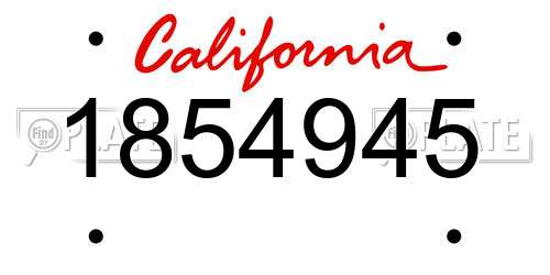 1854945 California License Plate