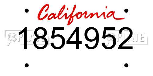 1854952 California License Plate