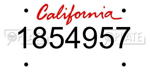 1854957 California License Plate