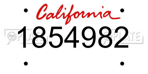 1854982 California License Plate