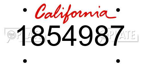 1854987 California License Plate