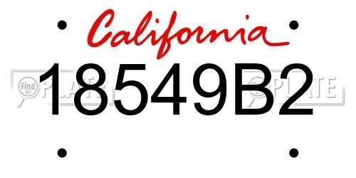 18549B2 California License Plate