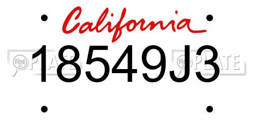 18549J3 California License Plate