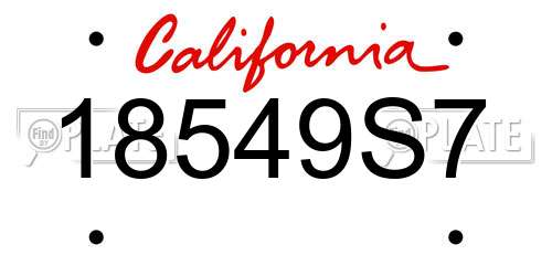 18549S7 California License Plate
