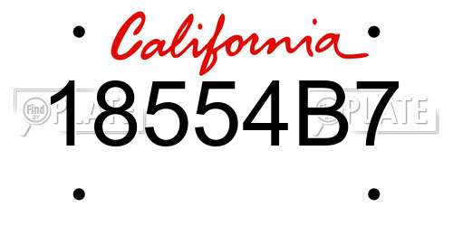 18554B7 California License Plate