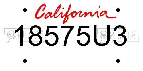 18575U3 California License Plate