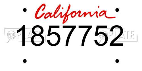 1857752 California License Plate