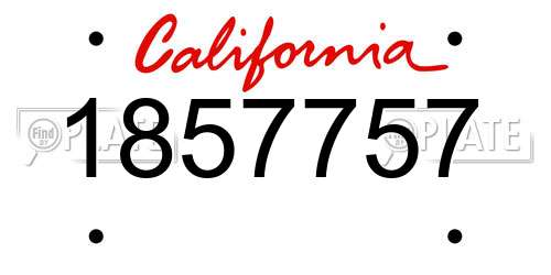 1857757 California License Plate