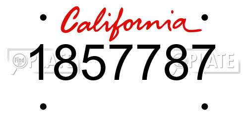 1857787 California License Plate
