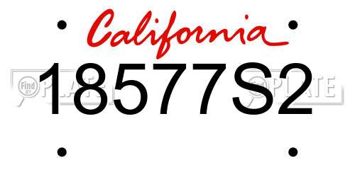 18577S2 California License Plate