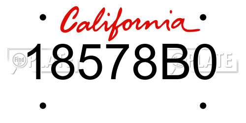 18578B0 California License Plate