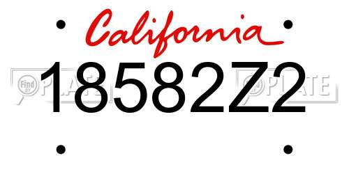 18582Z2 California License Plate