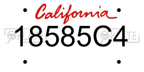 18585C4 California License Plate