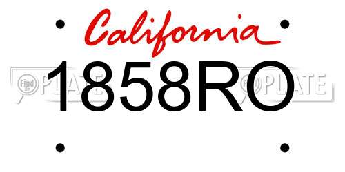 1858RO California License Plate