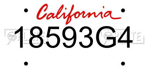 18593G4 California License Plate