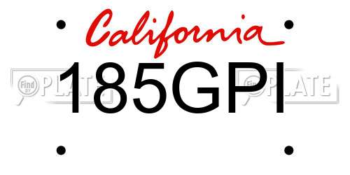 185GPI California License Plate
