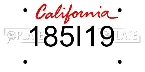 185I19 California License Plate