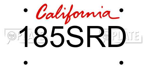 185SRD California License Plate
