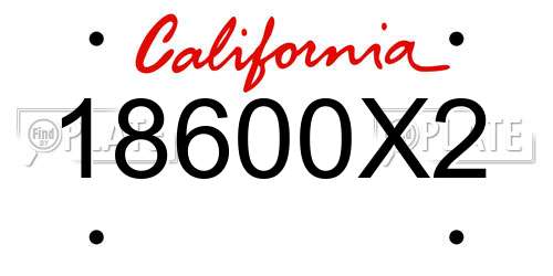 18600X2 California License Plate