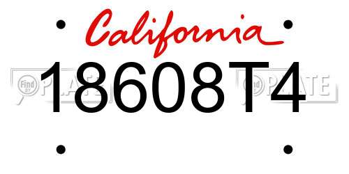18608T4 California License Plate