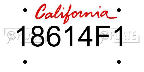 18614F1 California License Plate