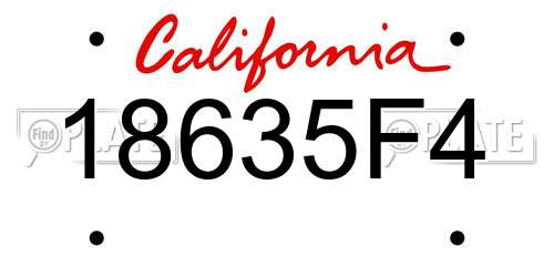 18635F4 California License Plate