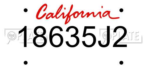 18635J2 California License Plate