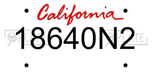 18640N2 California License Plate