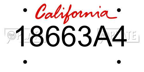 18663A4 California License Plate