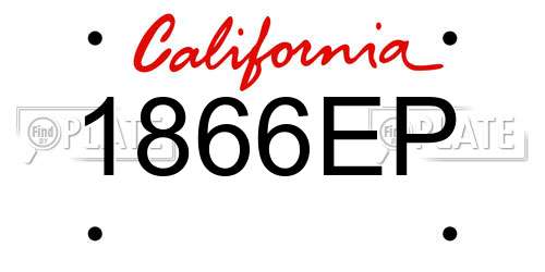 1866EP California License Plate