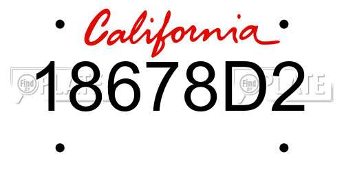 18678D2 California License Plate