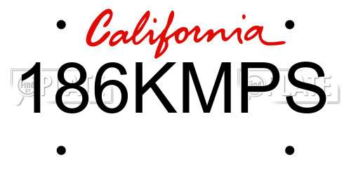 186KMPS California License Plate