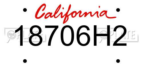 18706H2 California License Plate