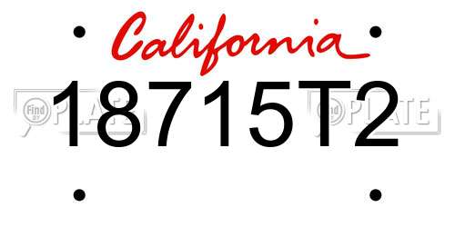18715T2 California License Plate