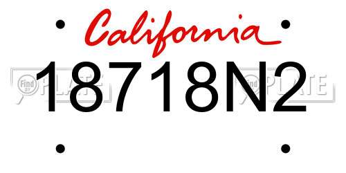 18718N2 California License Plate