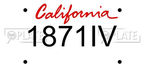 1871IV California License Plate