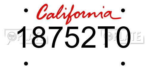 18752T0 California License Plate