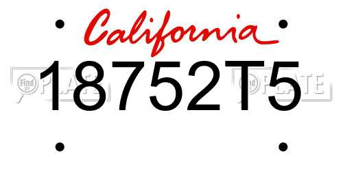 18752T5 California License Plate