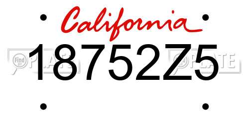 18752Z5 California License Plate
