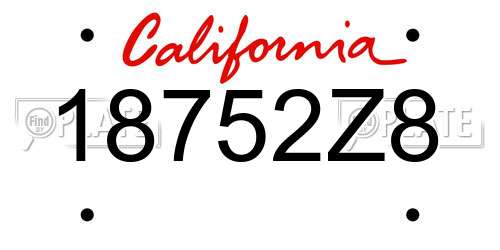 18752Z8 California License Plate