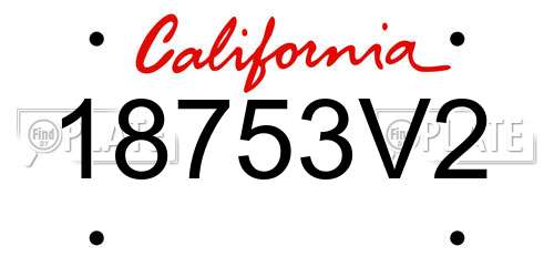 18753V2 California License Plate